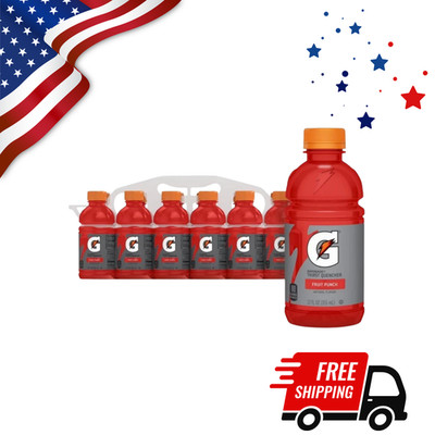 Gatorade Thirst quencher Fruit punch Sports drinks, 12 fl oz, 12 Count Bottles**