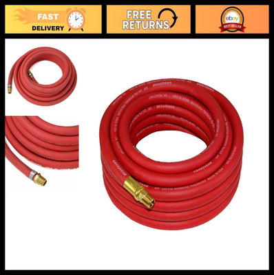 #ad 25#x27; x 3 8quot; Red Rubber Air Hose 250 PSI Working Pressure 1070 PSI Burst Brass $55.99