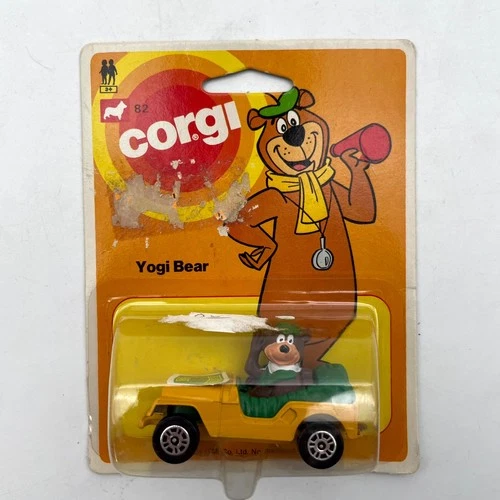 Vintage Corgi Juniors #82 Yogi Bear Jeep Diecast Car Toy Yellow Die-Cast Vehicle