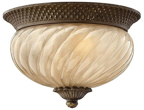 Hinkley Plantation 12" Wide Etched Amber Glass Ceiling Light - Picture 2 of 4