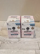 L'eggs Silken Mist Control Top Run Resistant Tights Size B Jet Black Lot Of 2