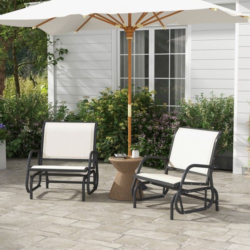 2 Piece Outdoor Glider Swing Rocking Chair Set for Porch Garden Balcony Poolside - Picture 15 of 15
