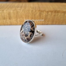 Natural Turritella Agate Gemstone Ring 925 Sterling Silver Awesome Ring PG5528