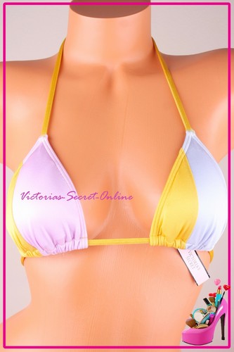 Victoria's Secret Swim Bikini Top S Teeny Triangle Plunge Halter Ruched