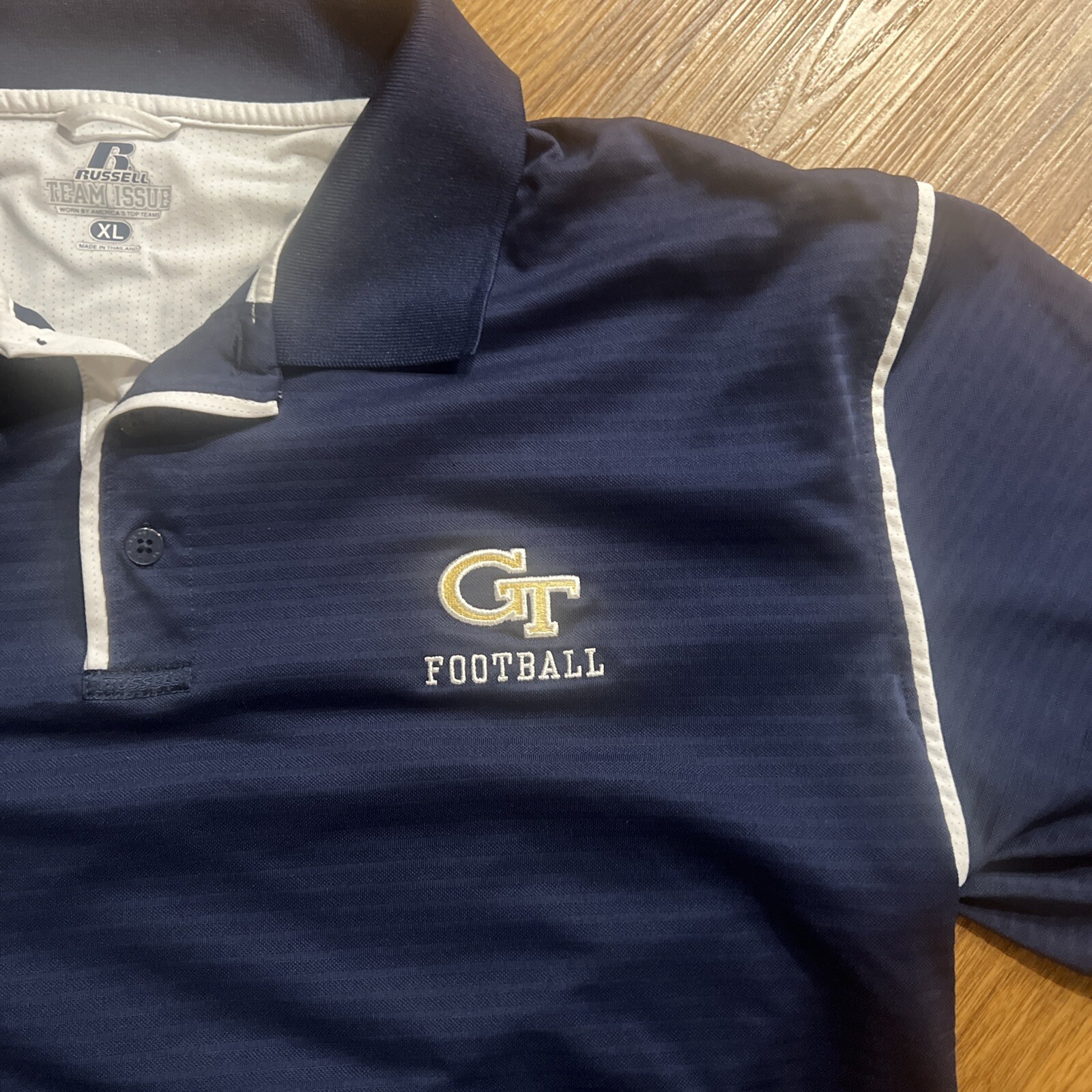 Georgia Tech Polo Shirt Mens Navy Size XL New Russell Team Issue Short ...