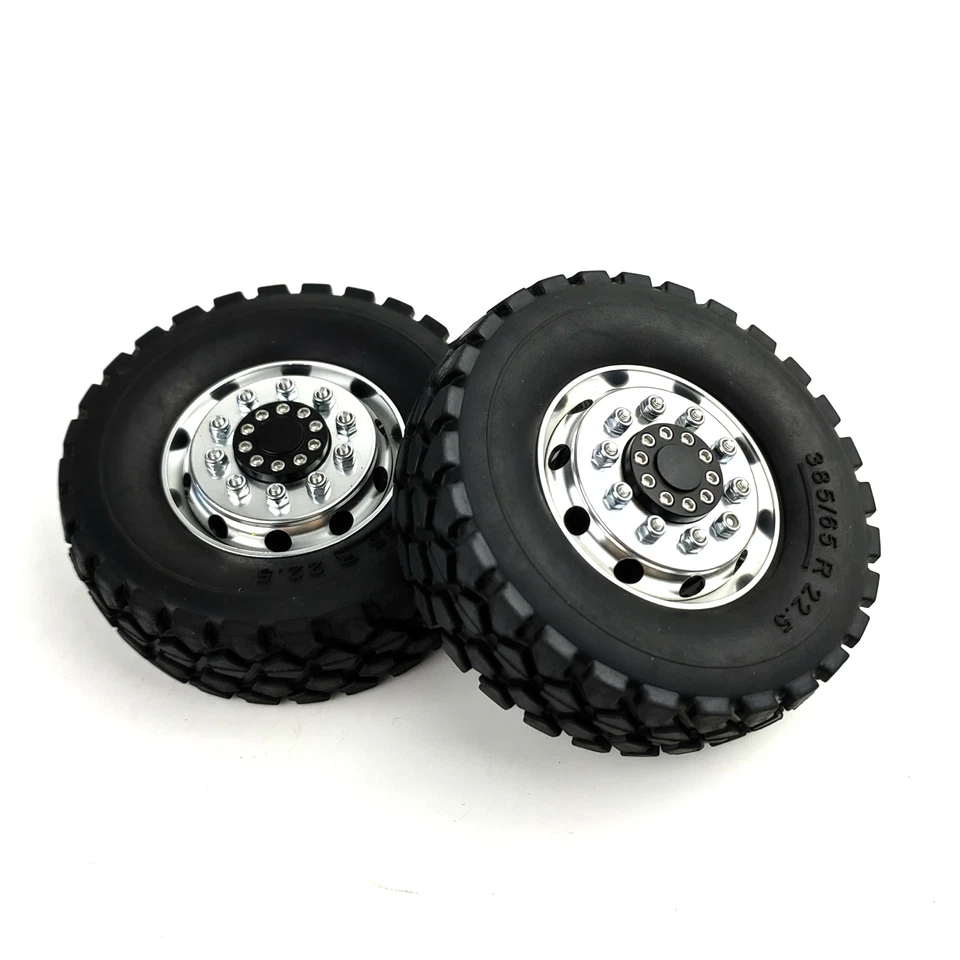 AXSPEED 2x Vorderrad Felgen+Reifen Reifen für Tamiya Traktor 1:14 RC LKW Auto - Bild 2 von 4