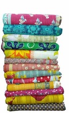 Vintage Kantha Quilt Bedspread Indian Handmade Quilt Throw Cotton Blanket