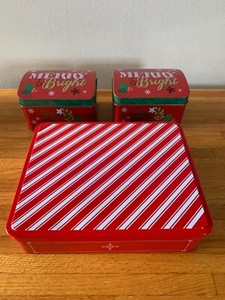 3 Holiday Christmas Tins Candy Cookie Tins Tin Can