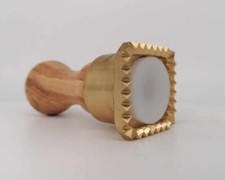 Cutterstamp square made of brass with olive wood handle- 46 x 46 mm