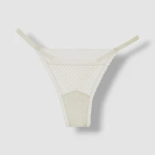 Else Women's White Bella Mesh Lace String Thong Underwear Size M