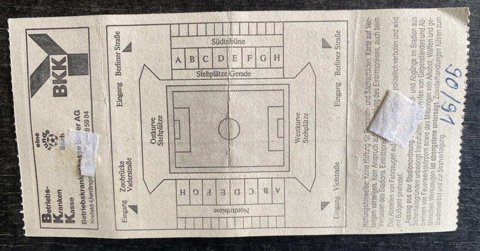 Ticket BL Bayern München - Bayer Uerdingen 1990/91