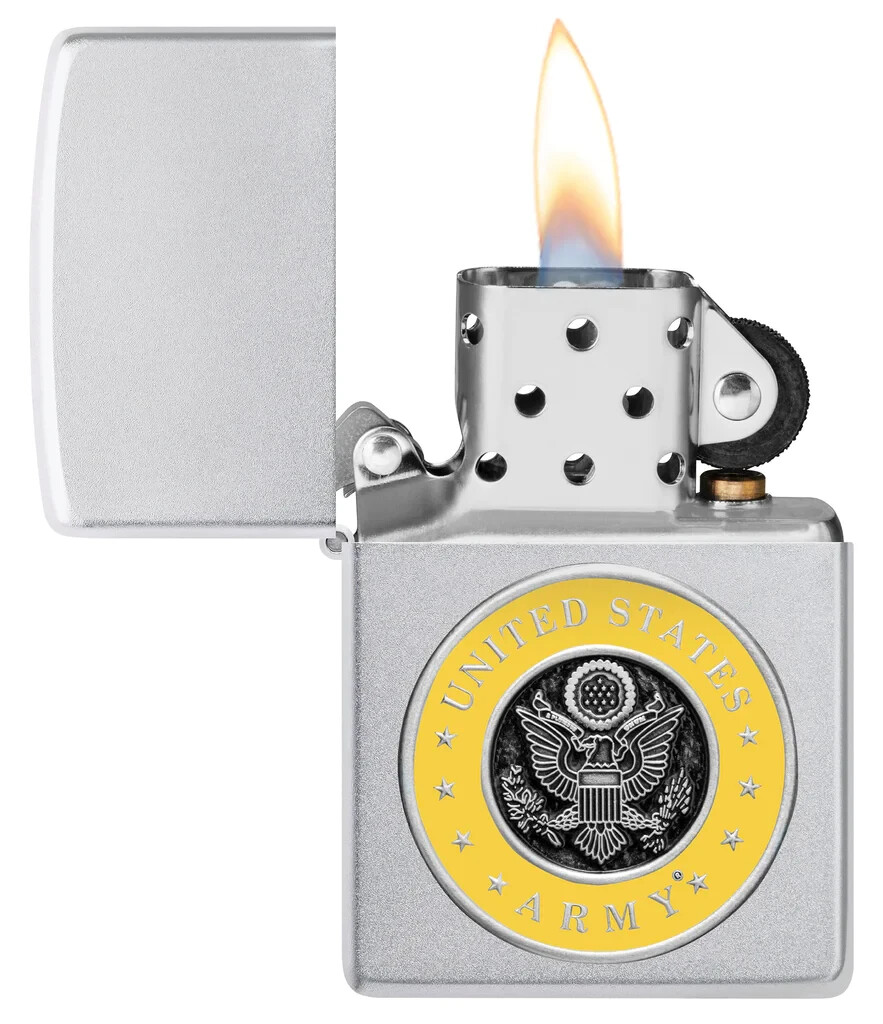 Zippo 48977, United States Army Crest Emblem Lighter, Satin Chrome