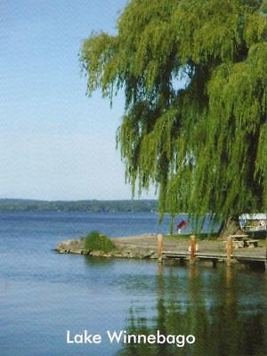 Water Sports --- Postcard Wisconsin Lake Winnebago Aerial View of Fond Du Lac 
