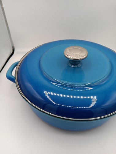 Merten & Storck German Enameled Iron Round 4QT Casserole Braiser Lid- Light Blue - Picture 3 of 10