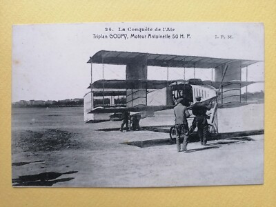 AK Luftfahrt Flugzeug TRIPLAN Ambroise GOUPY Nr. 1 gebaut von BLERIOT 1908
