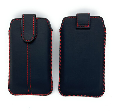 Handy Tasche Etui Sleeve Schutz Hülle Slim Case schwarz-rot für Alcatel 2020X