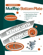 (2) Stainless Steel Mud Flap Plates with Kenworth Scrip 0600307