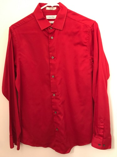 red sateen dress shirt, sz 20 