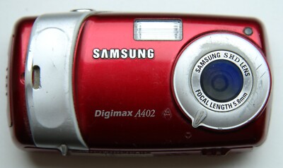 Samsung Digimax A402 4MP Compact Digital Camera Red. FOR PARTS OR