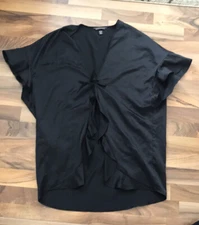 Victoria's Secret  O/S One Size Black Tied Short Kimono Robe Ruffled Front