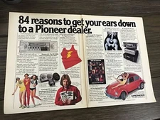 1979 VINTAGE 2 PG PRINT AD for PIONEER CAR STEREOS HAVE AN EARGASM RED VW BUGGY