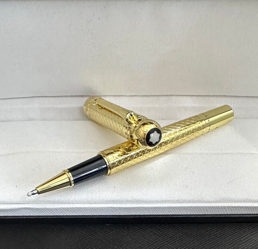 Deluxe Writers Series Gold Grid Color 0.7mm Rollerball Pen No Box
