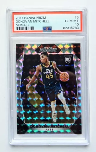 2017-Panini Prizm- Donovan Mitchell -Mosaic-#5-pop 465-rookie card-PSA 10