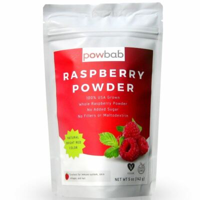 powbab Raspberry Powder: 100% USA Grown Organic Raspberries. No Added Sugar. 5oz