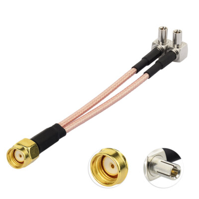 RP-SMA Plug to Dual TS-9 Splitter Combiner Y Type Cable Pigtail RG316 10cm