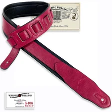 Walker & Williams G-106 Soft Wine Red Padded Guitar Strap w/Glove Leather Back