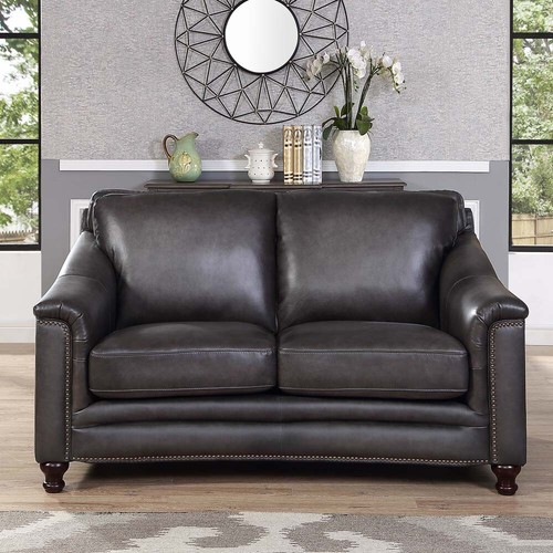 Hydeline Belfast Top Grain Leather Loveseat, Ash Gray eBay