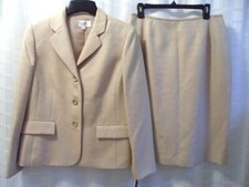 NWT 200 Le Suit 2-Piece Petite Size 12P Business Skirt Suit Beige Rayon Blend