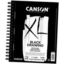 XL Series Drawing Paper, Black, Wirebound Pad, 7x10 inches, 40 Sheets