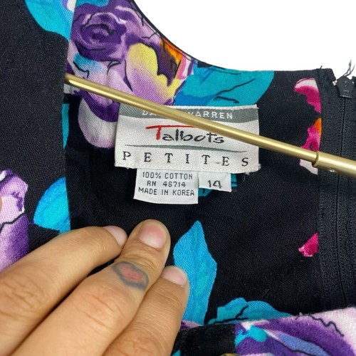 Abito Talbots Petite vintage anni 90 floreale cottage core taglia 14P 381 - Foto 5 di 12