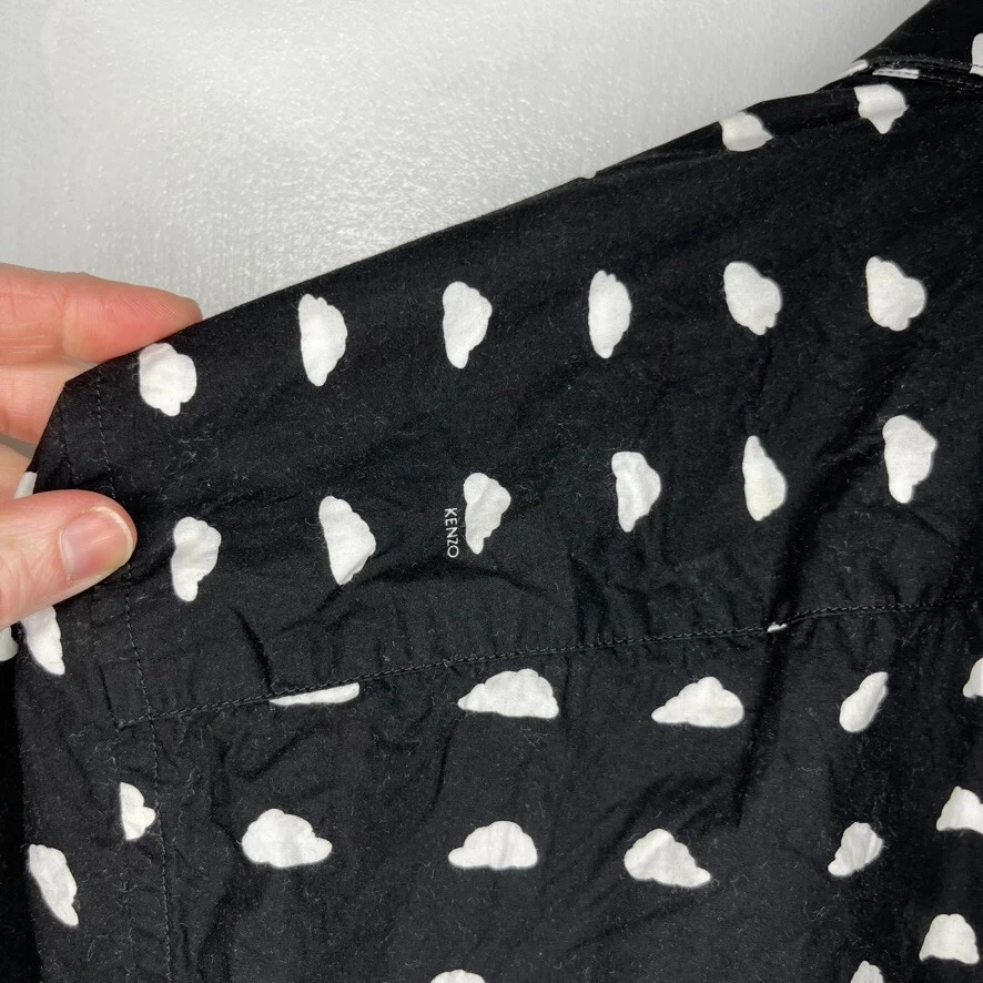 Camicia uomo Kenzo Paris 38 15 nera stampa nuvola manica lunga bottoni slim fit