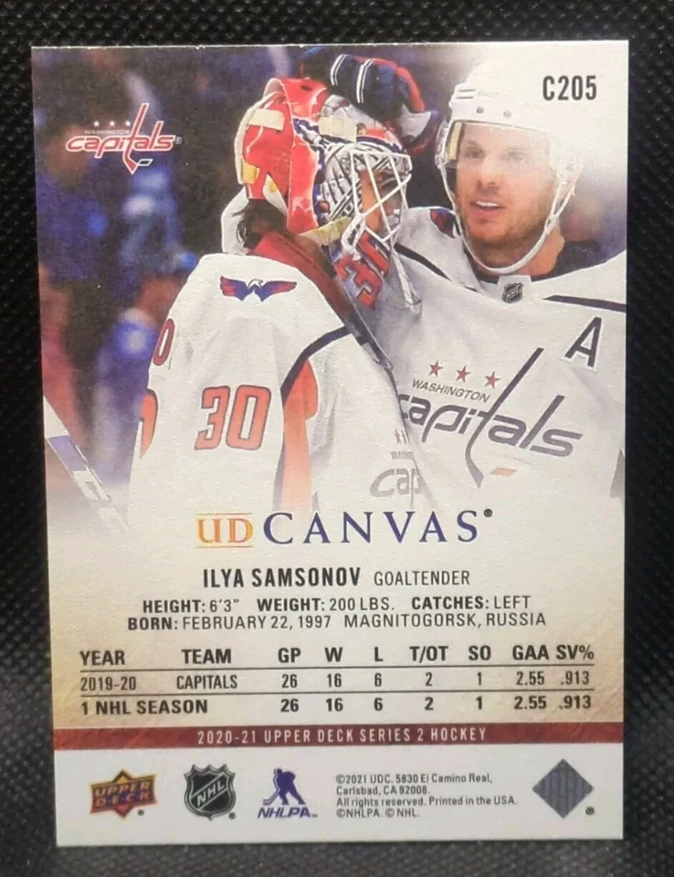 Ilya Samsonov 2020-21 Upper Deck Series 2 UD Canvas #C205 Washington Capitals - Image 2 of 2