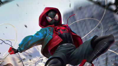 Superheroes spiderman into the spider verse Stitched Gaming Mat Desk 14709