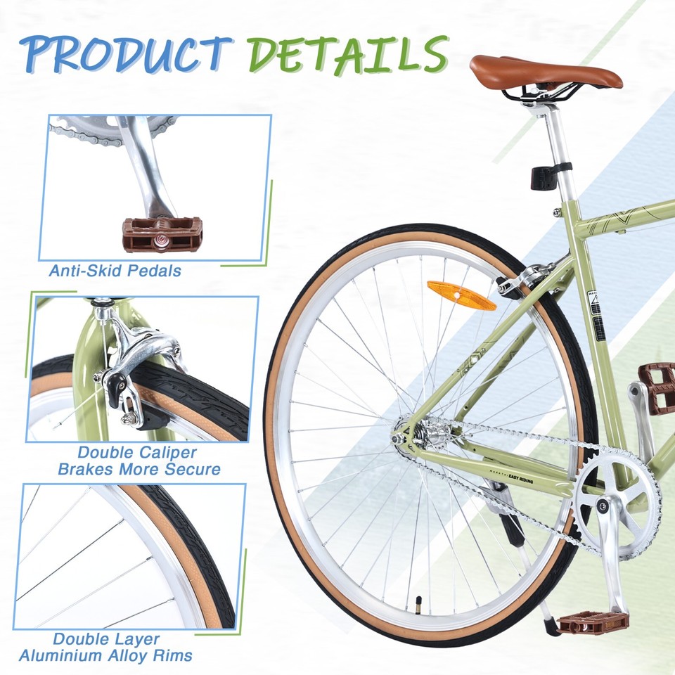 Single Speed Bike 700C Road Bike Retro style For Women City Bicycle