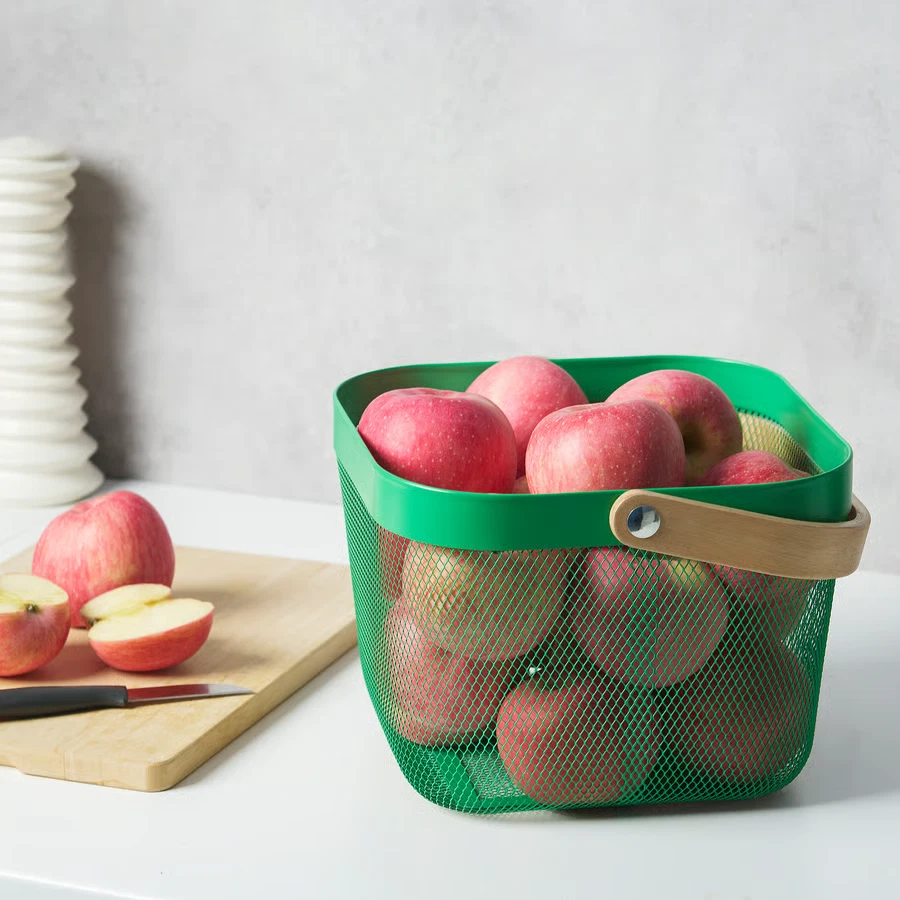 IKEA RISATORP Wire Basket Green Metal Storage Bin with Handle Kitchen Pantry Box - Image 4 of 4