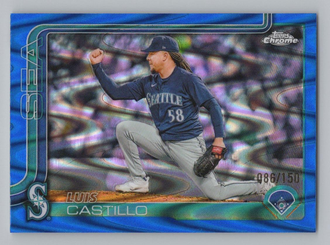 Luis Castillo 2025 Topps Chrome Blue RayWave Refractors #/150 Seattle Mariners