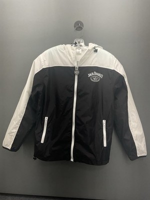 NWOT Jack Daniels Whiskey Windbreaker Black and White Mens Size Medium
