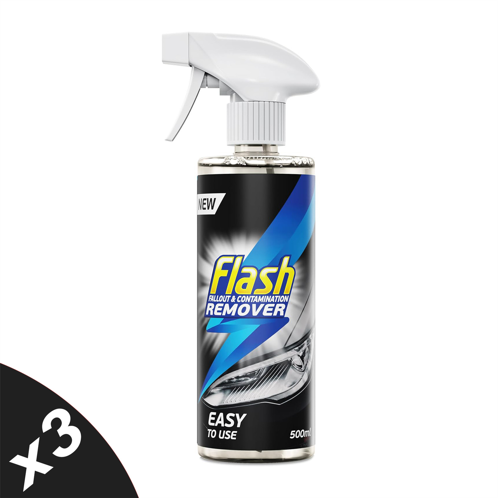 FLASH Fallout Remover 3x500ml Removes Iron & Contamination from Wheels & Paint