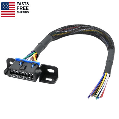 16 Pin J1962F OBD2 Female Connector to Open Cable OBDII Dash Port Pigtail Fix