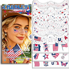 4Th of July Glitter Freckles Face Tattoos  36 Pcs American Patriotic Temporary