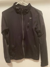 Nike Jacket Sz S Womens Running Dri-Fit Full Zip Active Black Pocket Long Sleeve