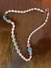 Freshwater Pearl And Seaglass Bead Necklace