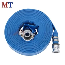 1.5" x 100 ft Pool Backwash Hose Heavy Duty Reinforced Blue PVC Lay Flat Water
