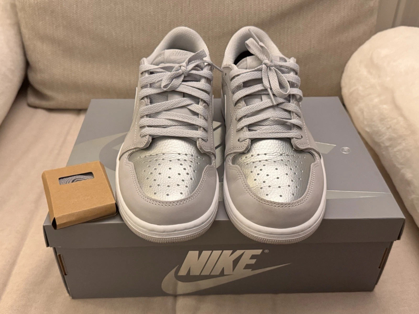 Air Jordan 1 Retro Low OG Uk 9 grigio neutro argento metallizzato