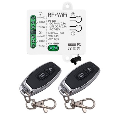DieseRC Tuya 2 Kanäle WIFI Intelligenter Schalter, DC 5V 12V 24V 36V Passiver Au