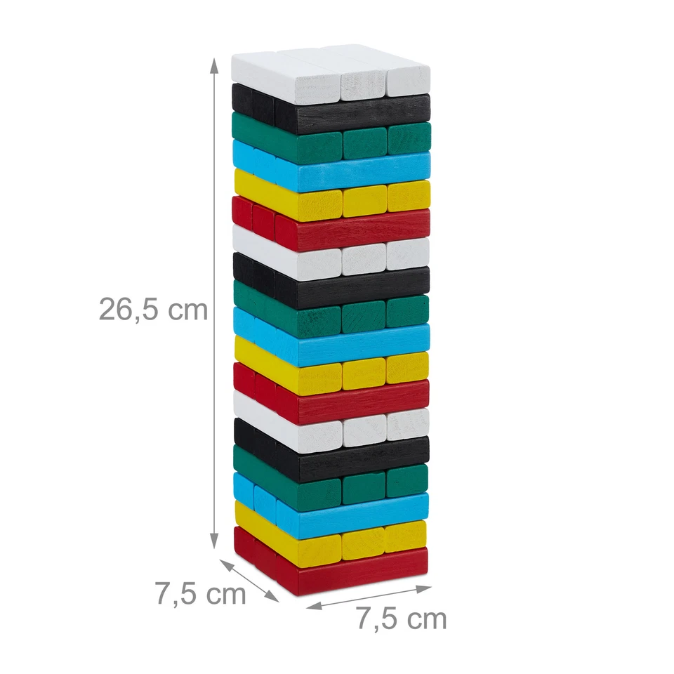 Wackelturm Turmspiel Holz Geschicklichkeitsturm 54 Klötze Mehrfarbig bunt - Bild 4 von 4